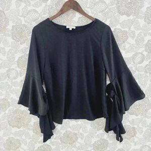 Gilli Flare cuffs Black Long sleeve Blouse M Chiffon